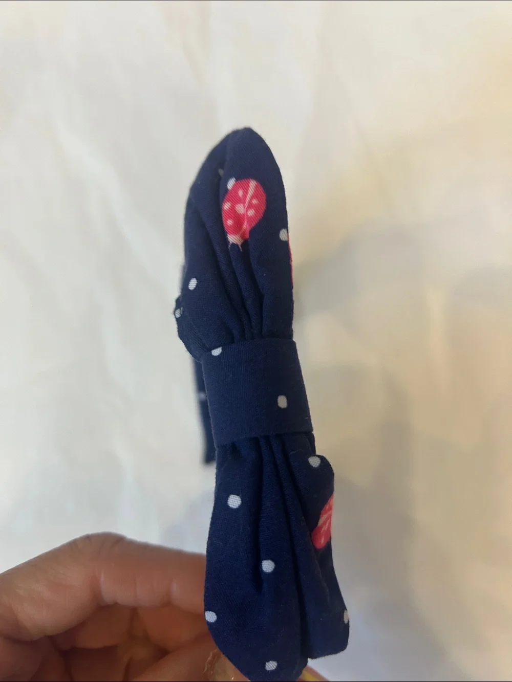 Gymboree Navy Polka Dot Knot Headband with Red Accent Details